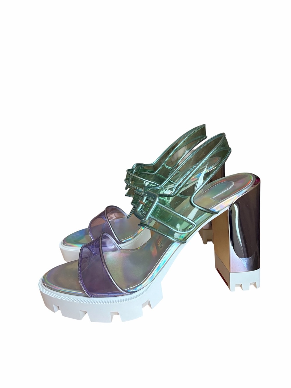 Christian Louboutin Duniss lug holographic iridescent pvc heels - Picture 5 of 11